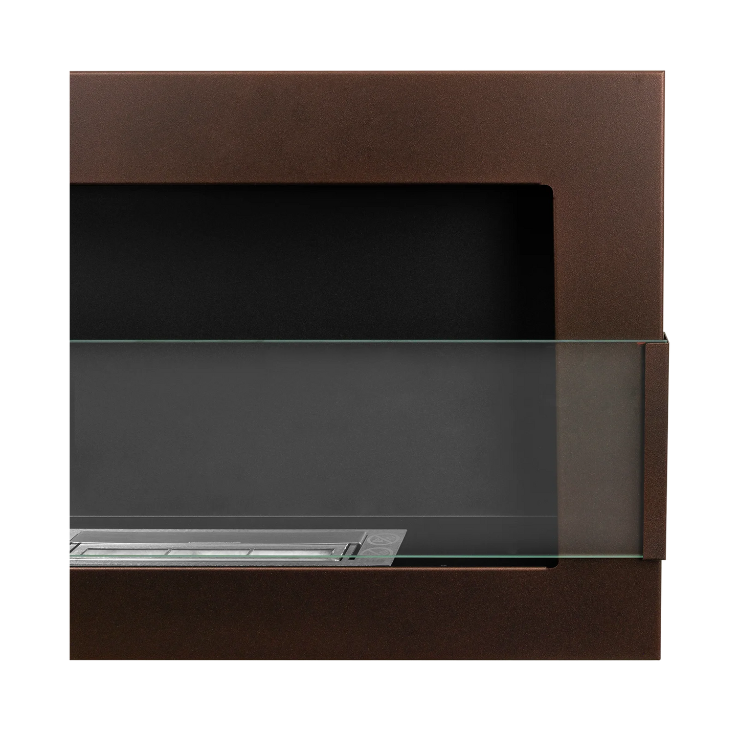 Wand-Biokamin mit Glas 650x400 Bronze Strukturiert Matt - IgnisLumina.ch