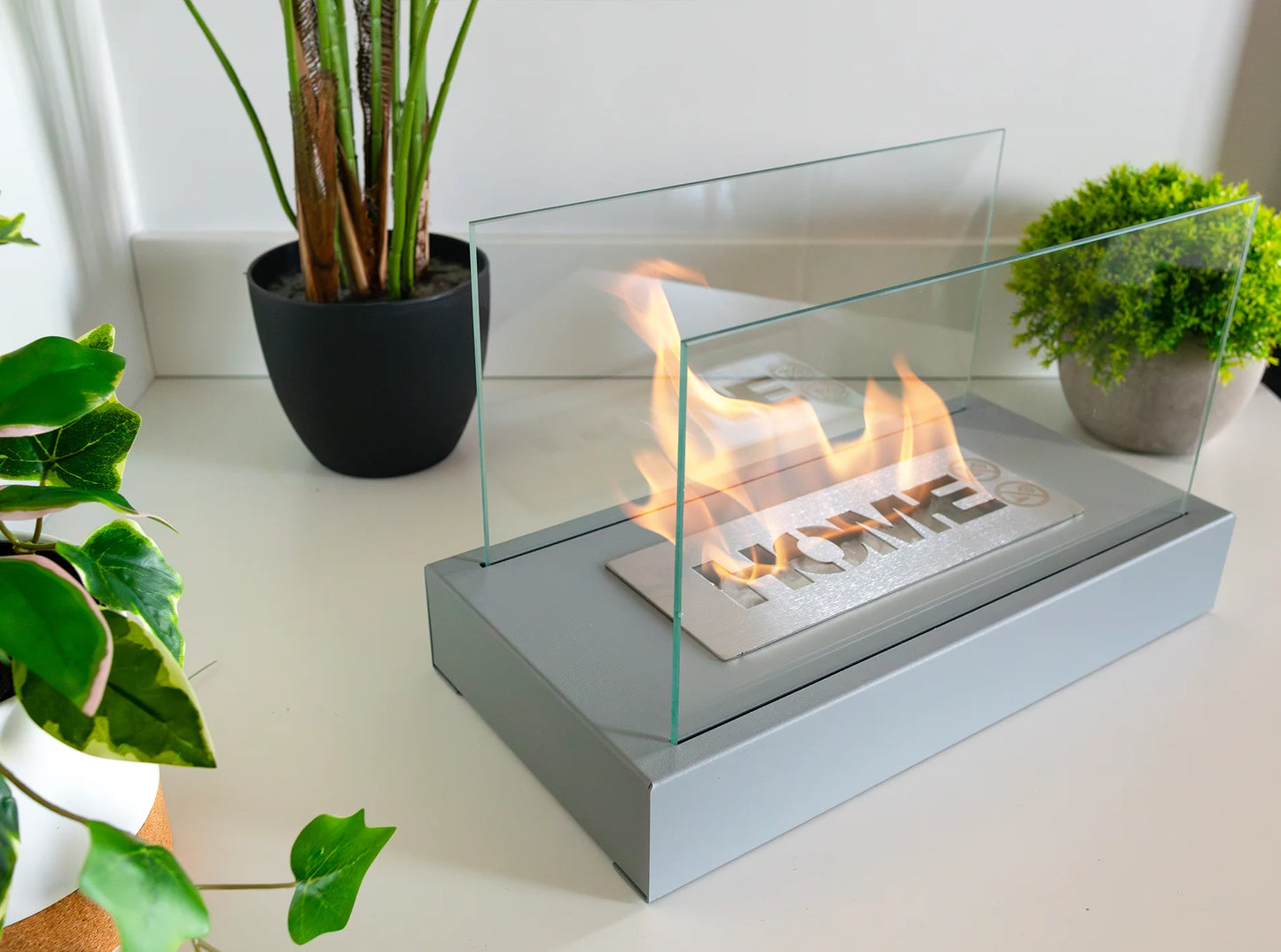 Biokamin Stand Home Grau Strukturiert Matt - IgnisLumina.ch