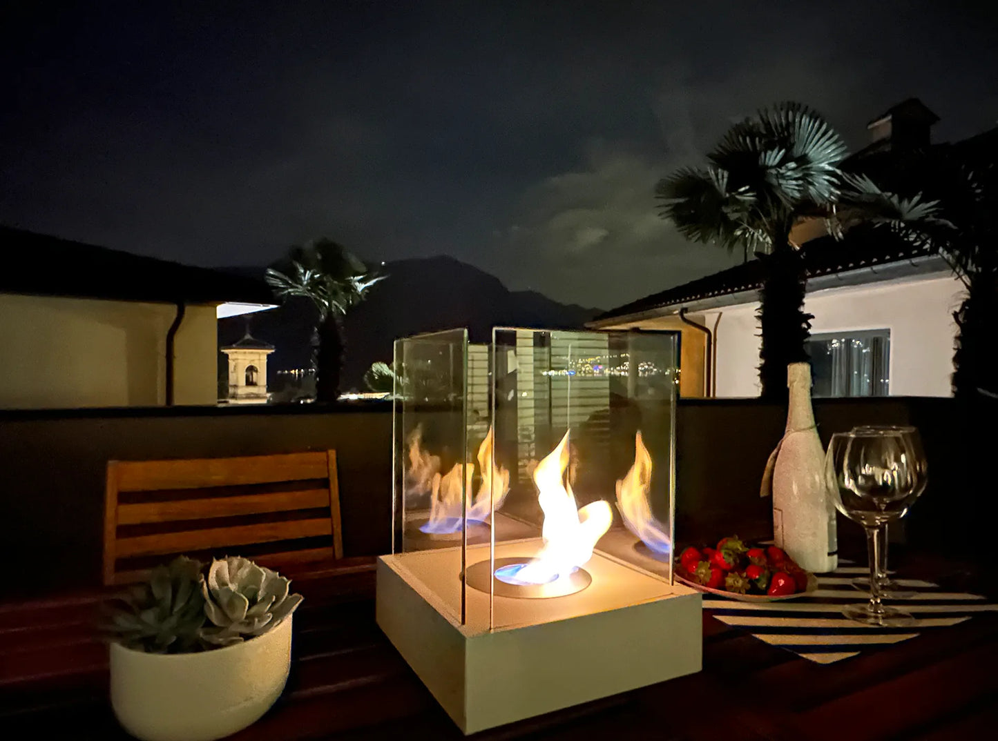 Biokamin Stand Sunset Garden Mini Weiß Matt - IgnisLumina.ch