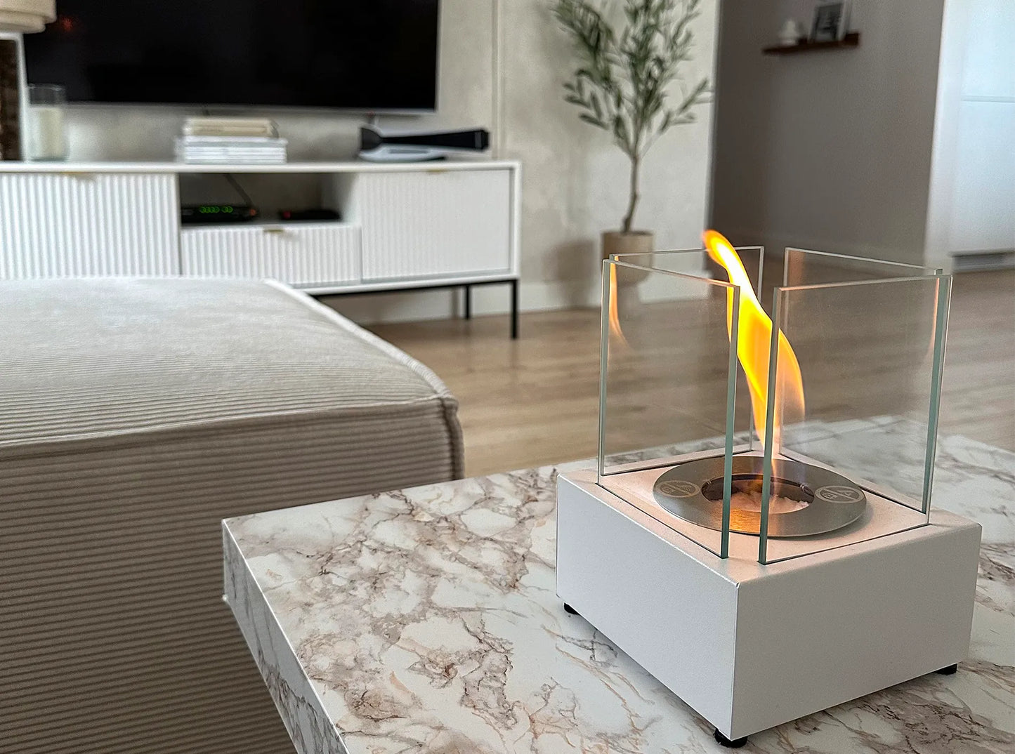 Biokamin Stand Smart Weiß Strukturiert Matt - IgnisLumina.ch