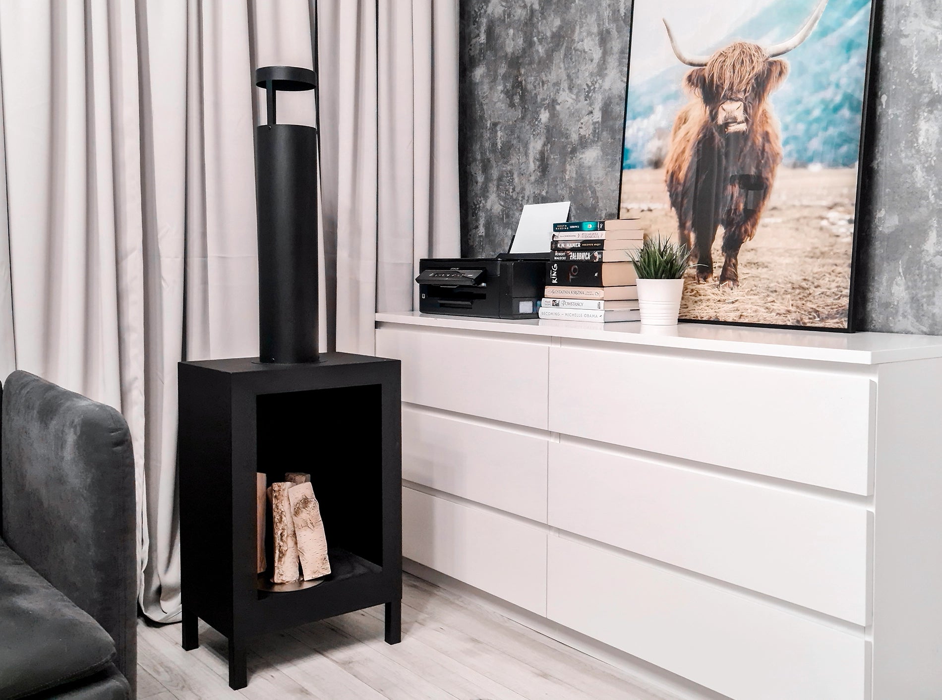 Biokamin Stand Kozen Schwarz Matt - IgnisLumina.ch