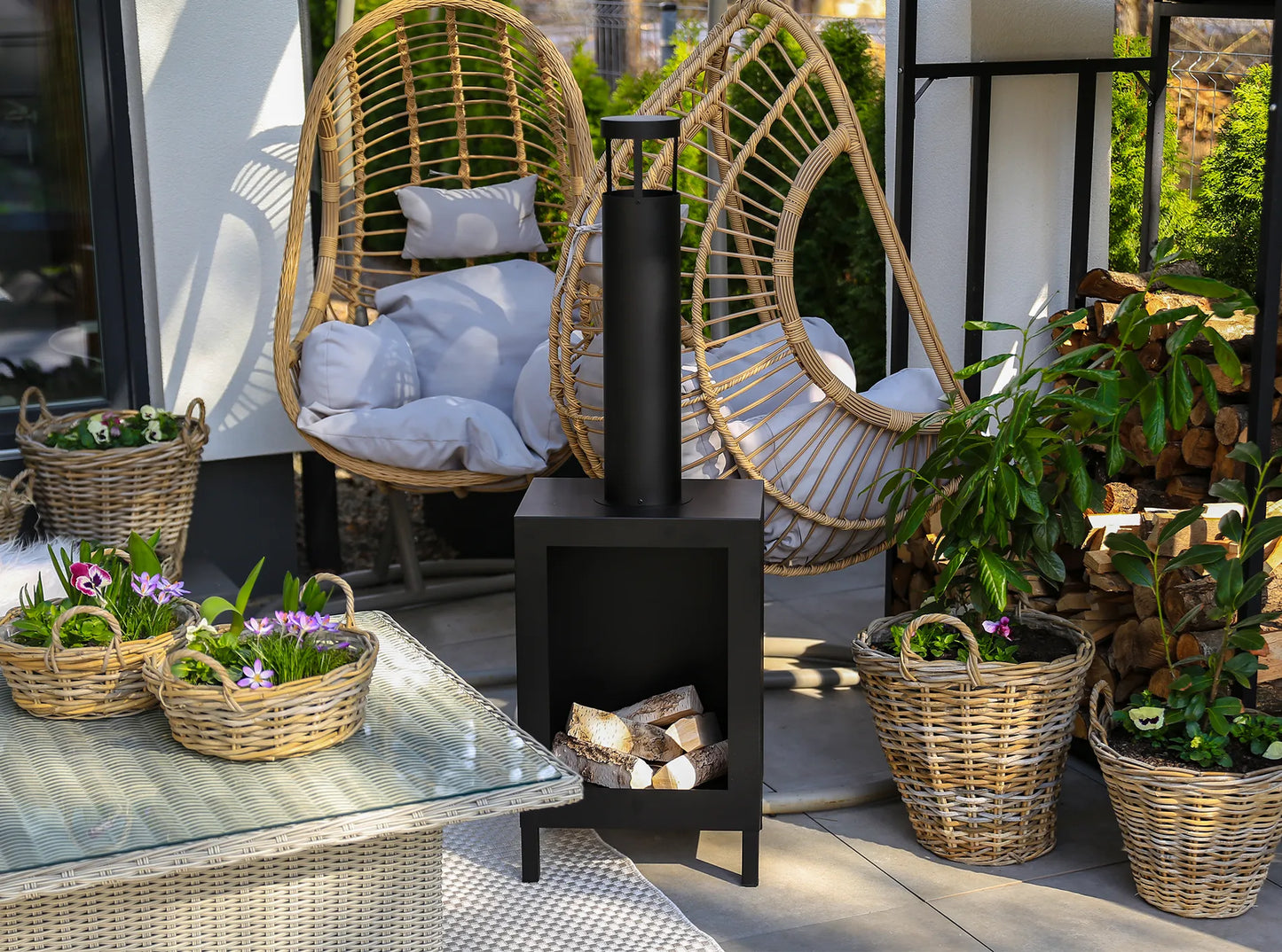 Biokamin Stand Kozen Schwarz Matt - IgnisLumina.ch