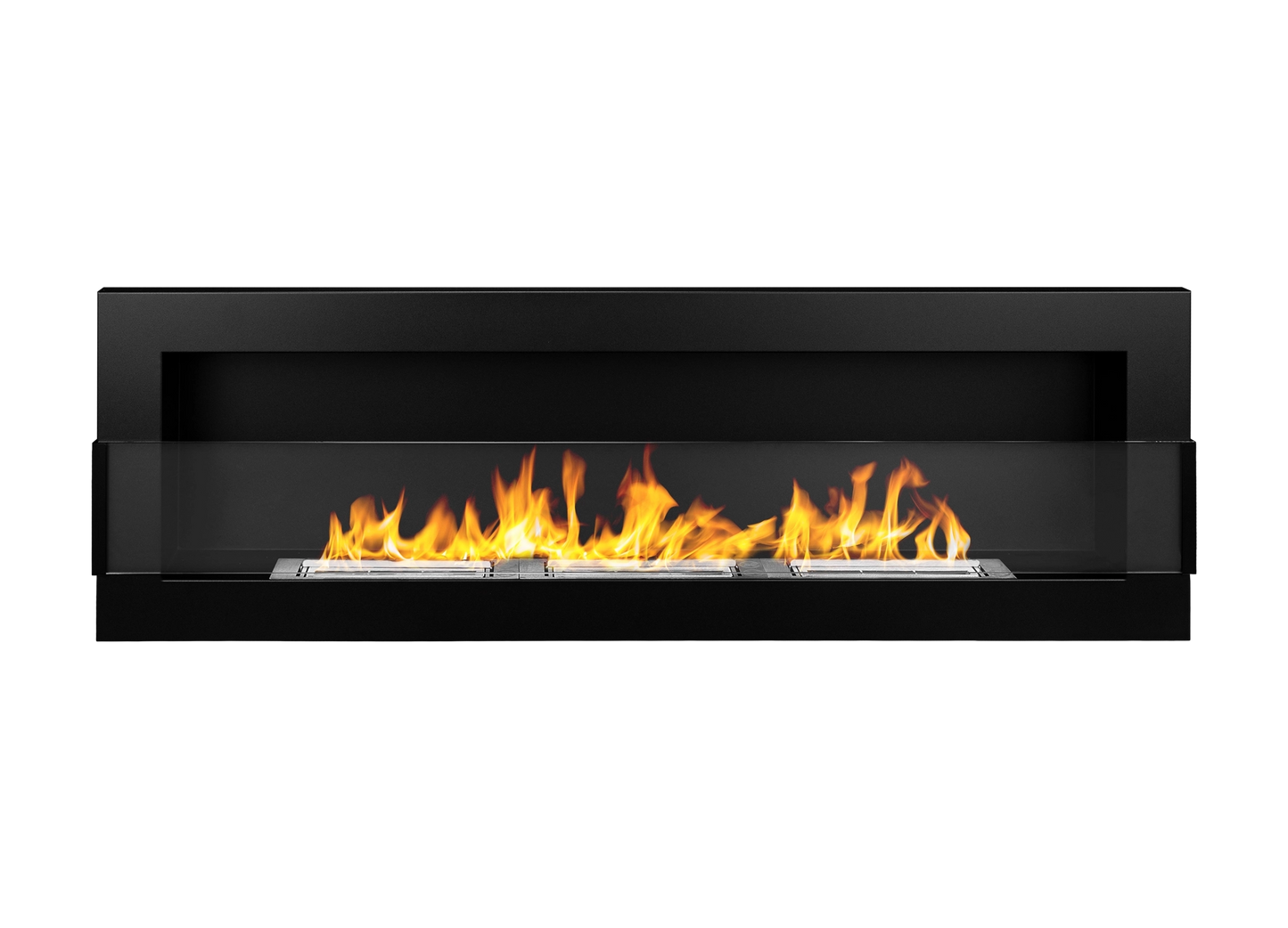 Biokamin 1200X400 Schwarz Strukturiert mit Glas - IgnisLumina.ch