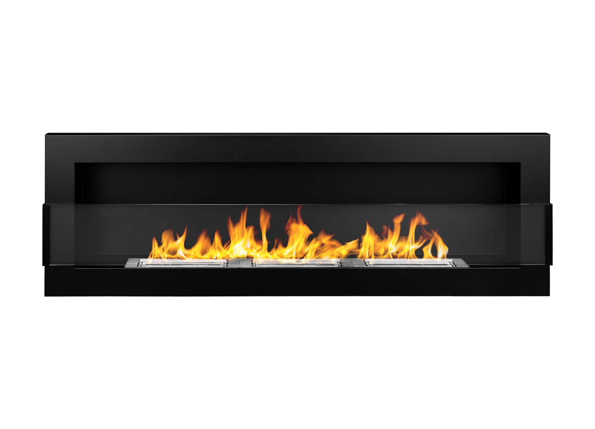 Biokamin 1200X400 Schwarz Strukturiert mit Glas - IgnisLumina.ch