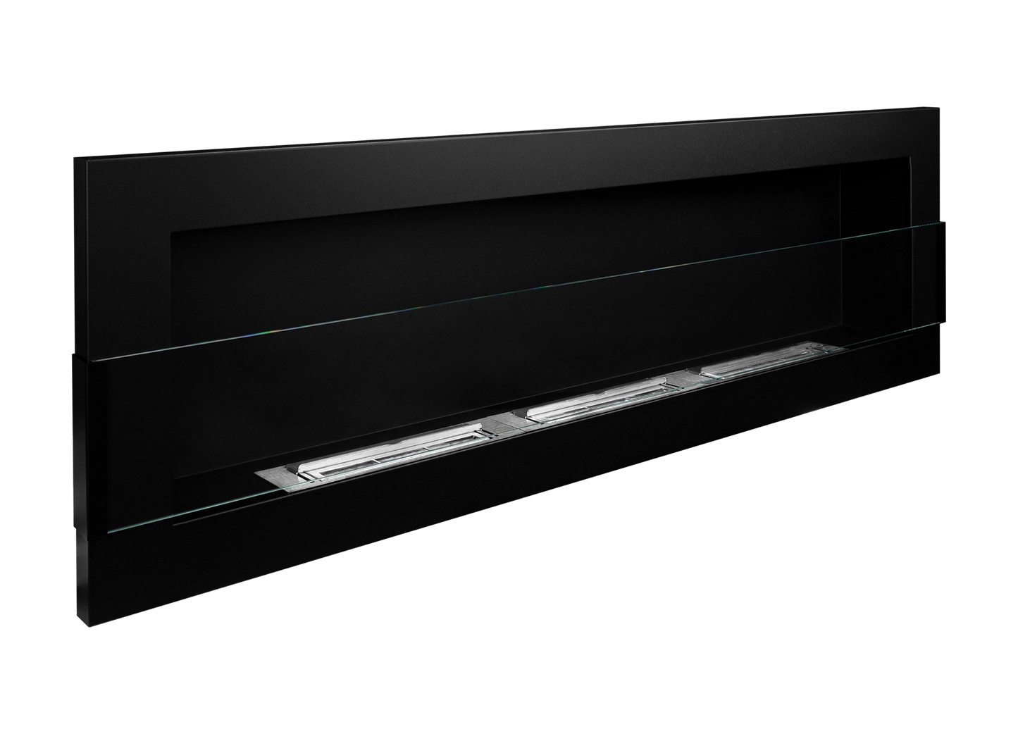 Biokamin 1200X400 Schwarz Strukturiert mit Glas - IgnisLumina.ch