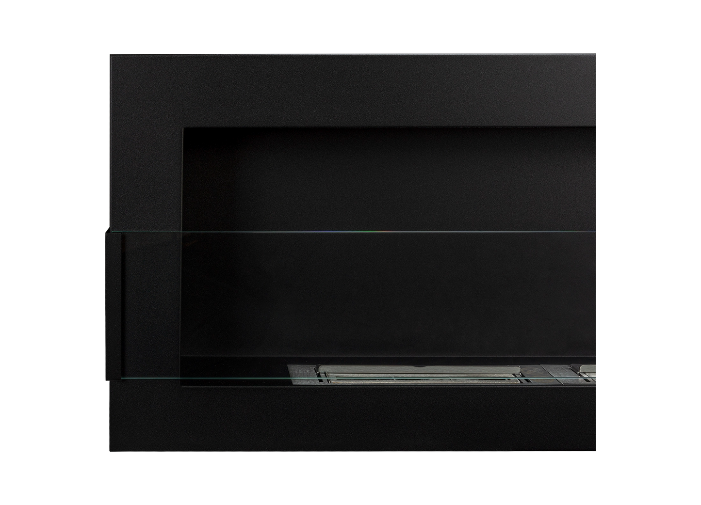 Biokamin 1200X400 Schwarz Strukturiert mit Glas - IgnisLumina.ch