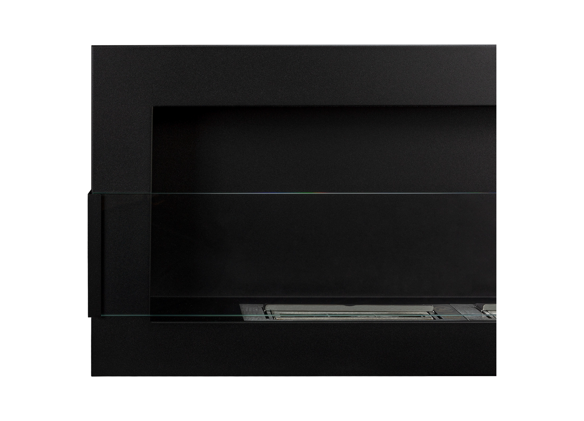 Biokamin 1200X400 Schwarz Strukturiert mit Glas - IgnisLumina.ch
