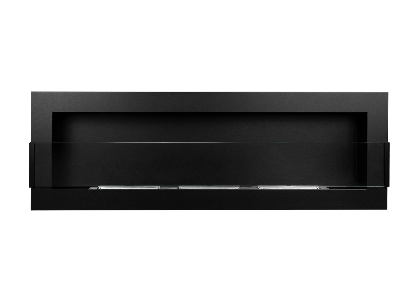 Biokamin 1200X400 Schwarz Strukturiert mit Glas - IgnisLumina.ch