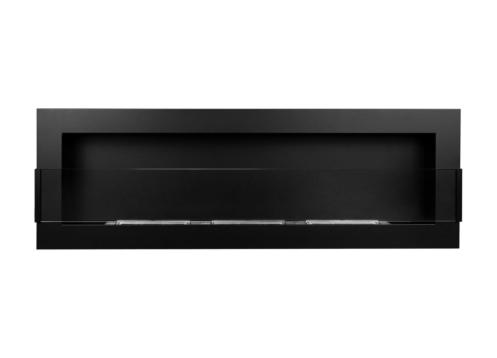 Biokamin 1200X400 Schwarz Strukturiert mit Glas - IgnisLumina.ch