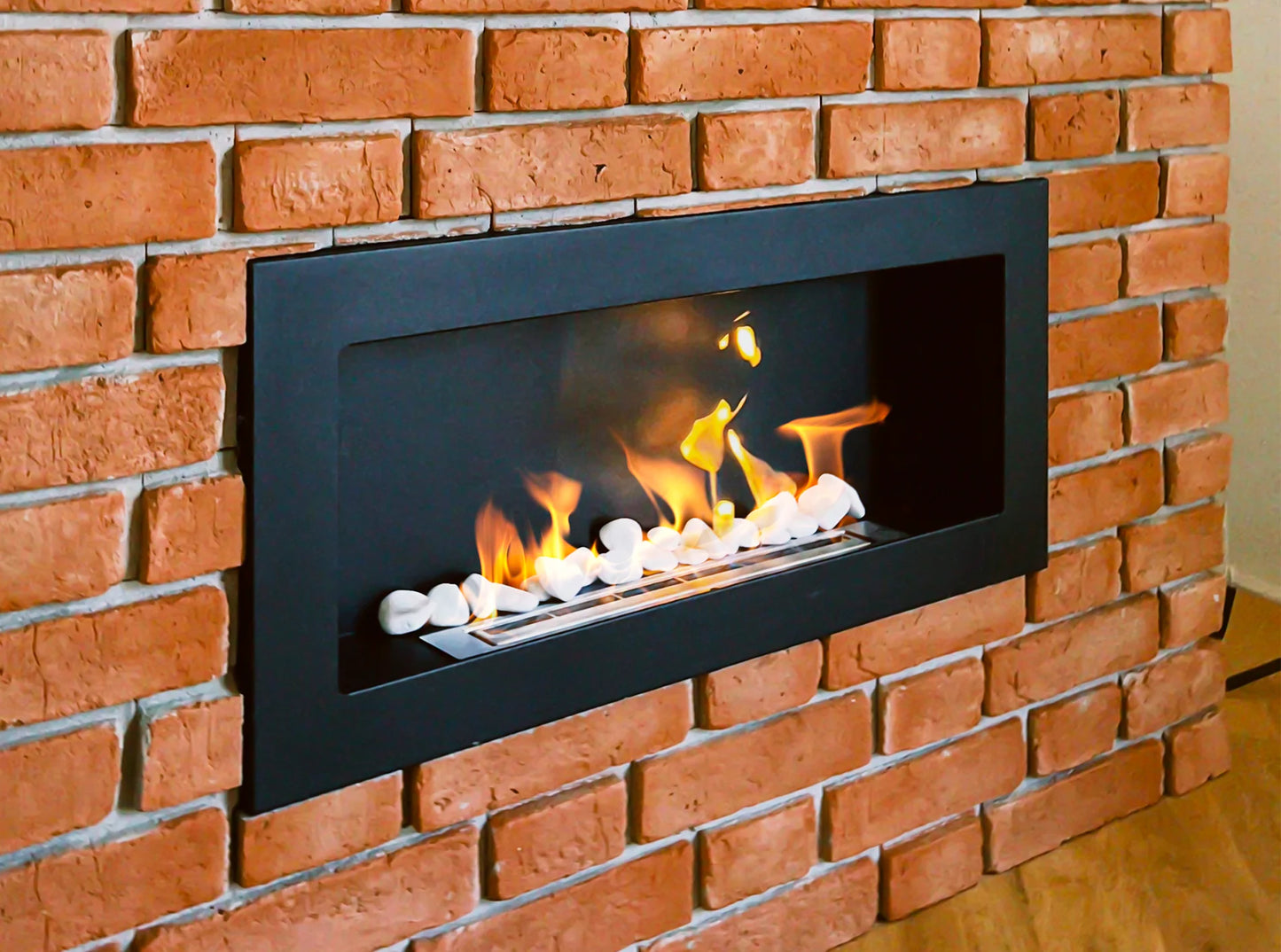 Biokamin 900x400 Schwarz Strukturiert - IgnisLumina.ch