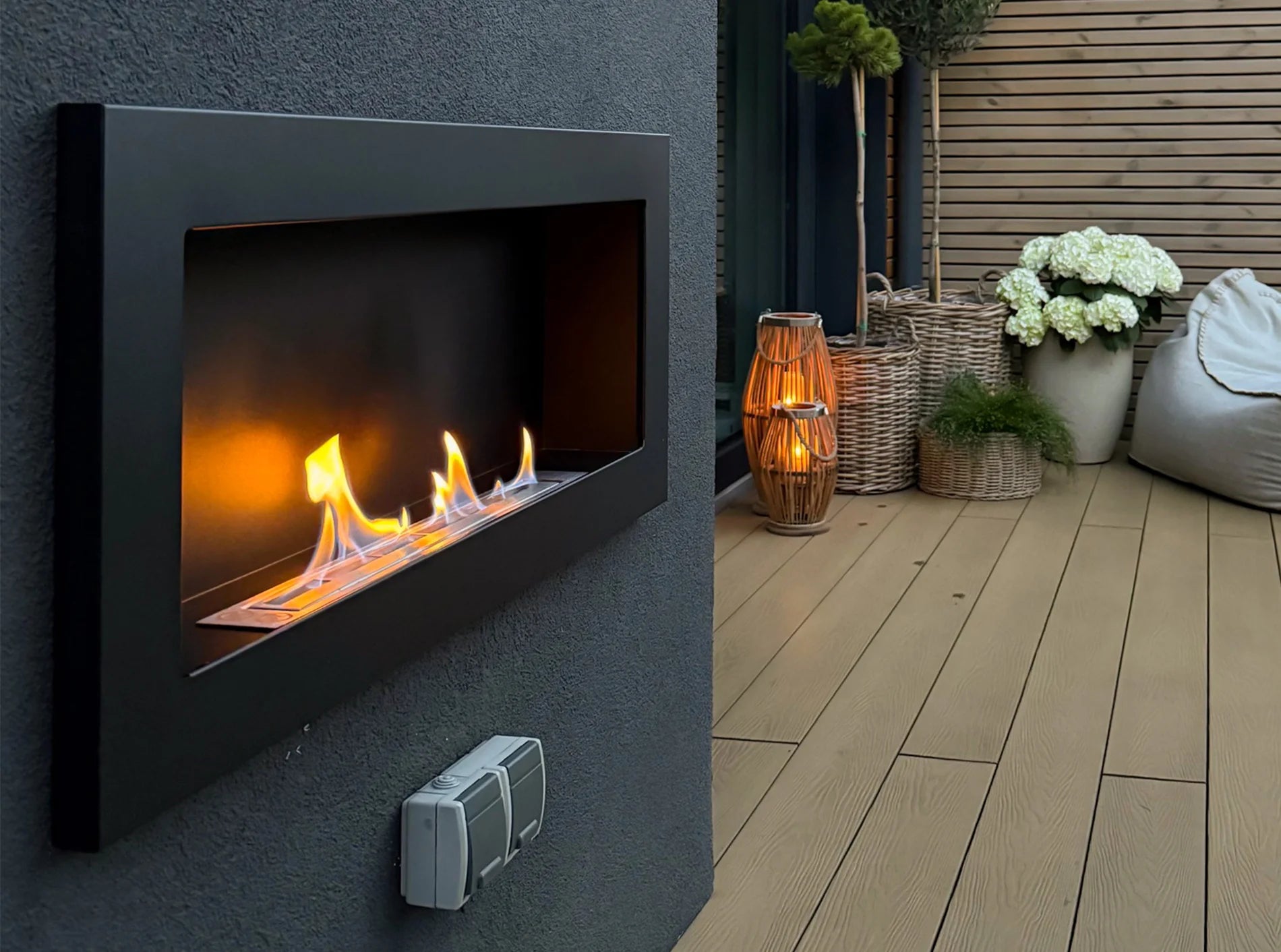 Biokamin 900x400 Schwarz Strukturiert - IgnisLumina.ch
