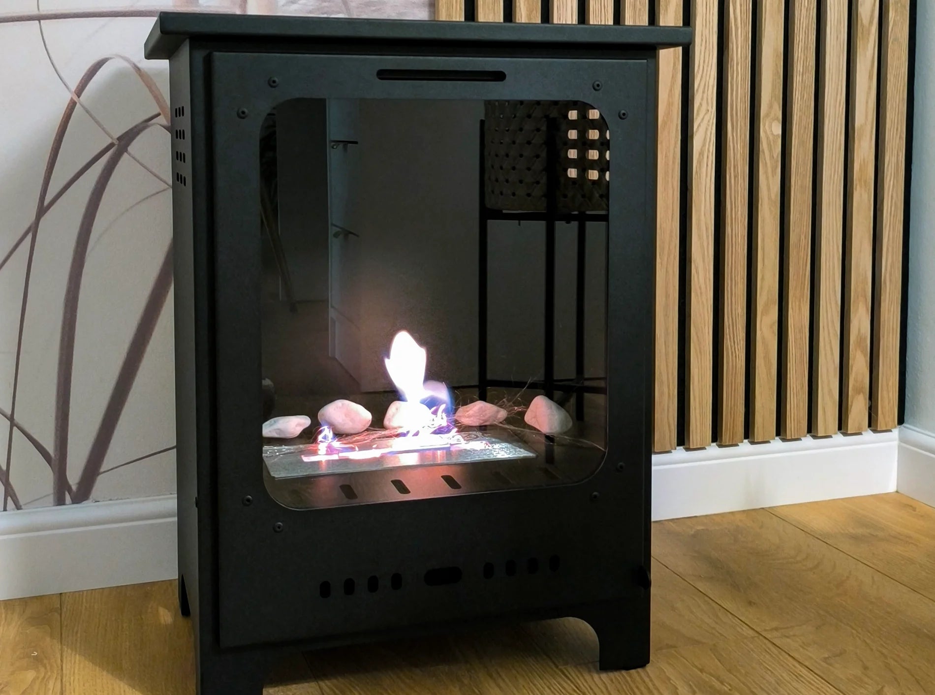 Biokamin Koza Mini Schwarz Matt mit Glas - IgnisLumina.ch