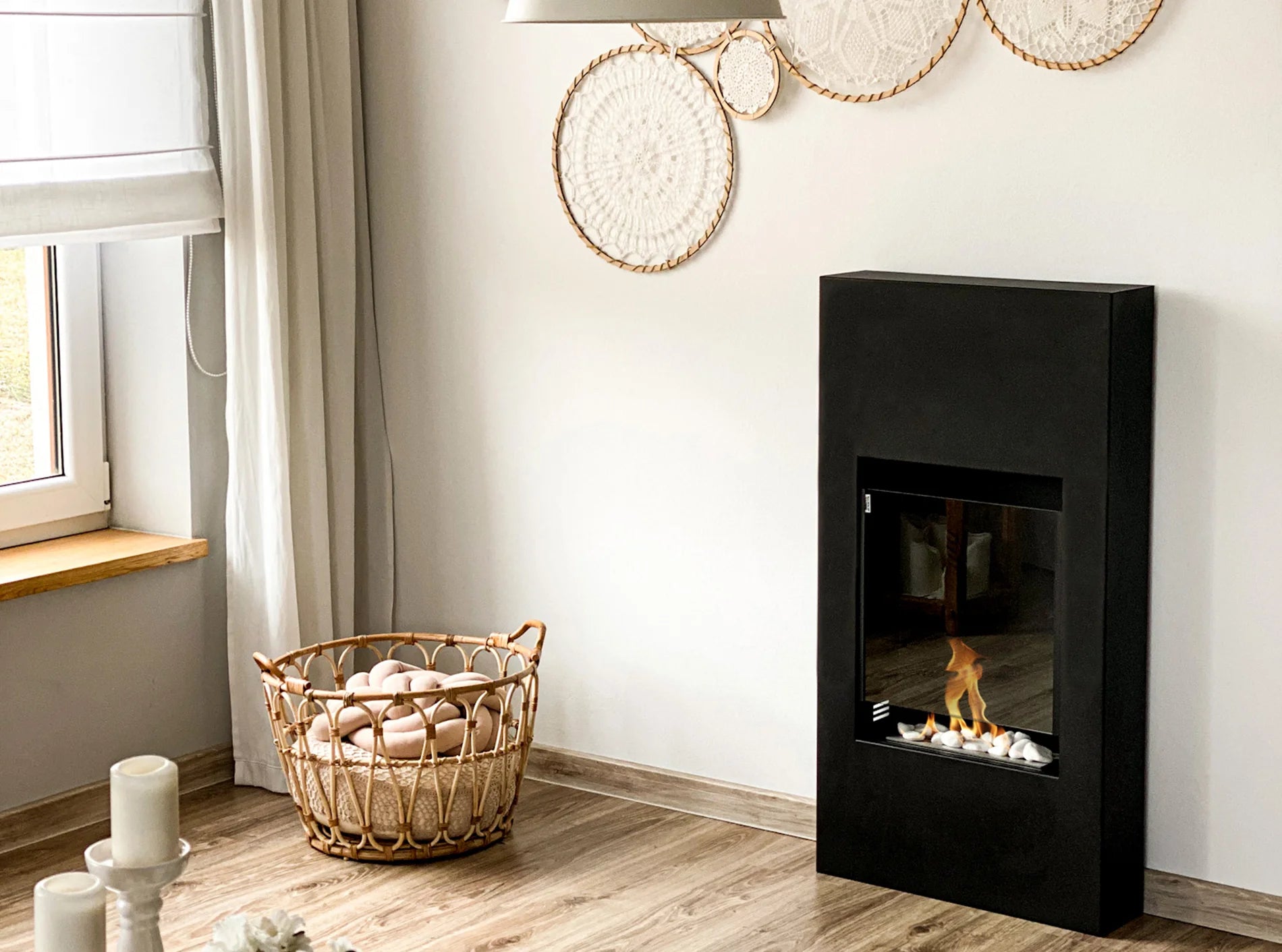 Biokamin Portal Modern Schwarz Matt mit Glas - IgnisLumina.ch