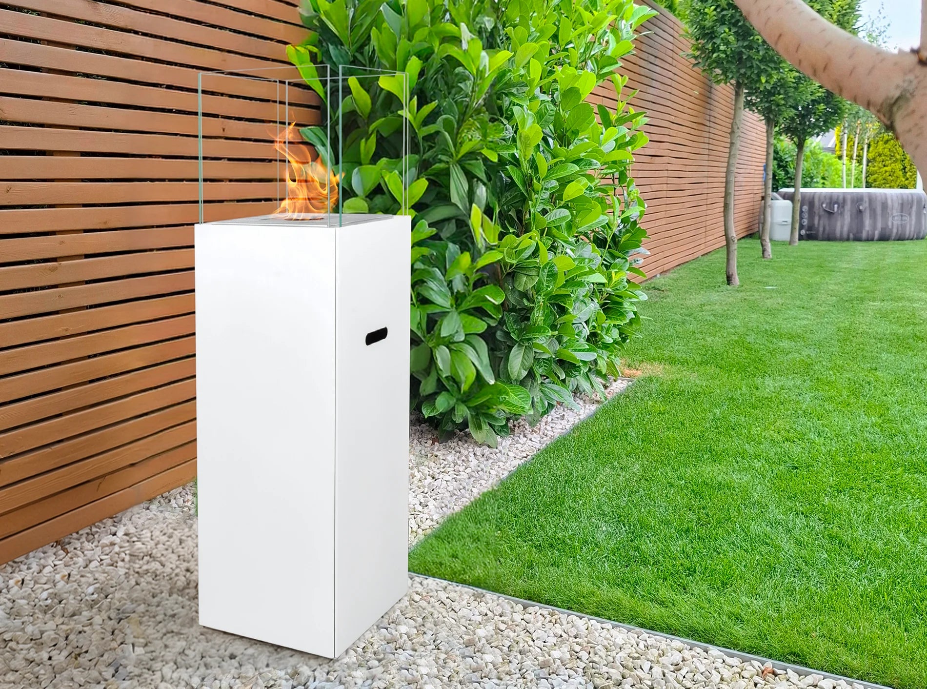 Biokamin Stand PATIO Weiß Matt - IgnisLumina.ch