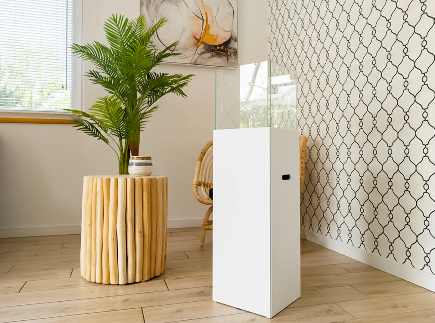 Biokamin Stand PATIO Weiß Matt - IgnisLumina.ch