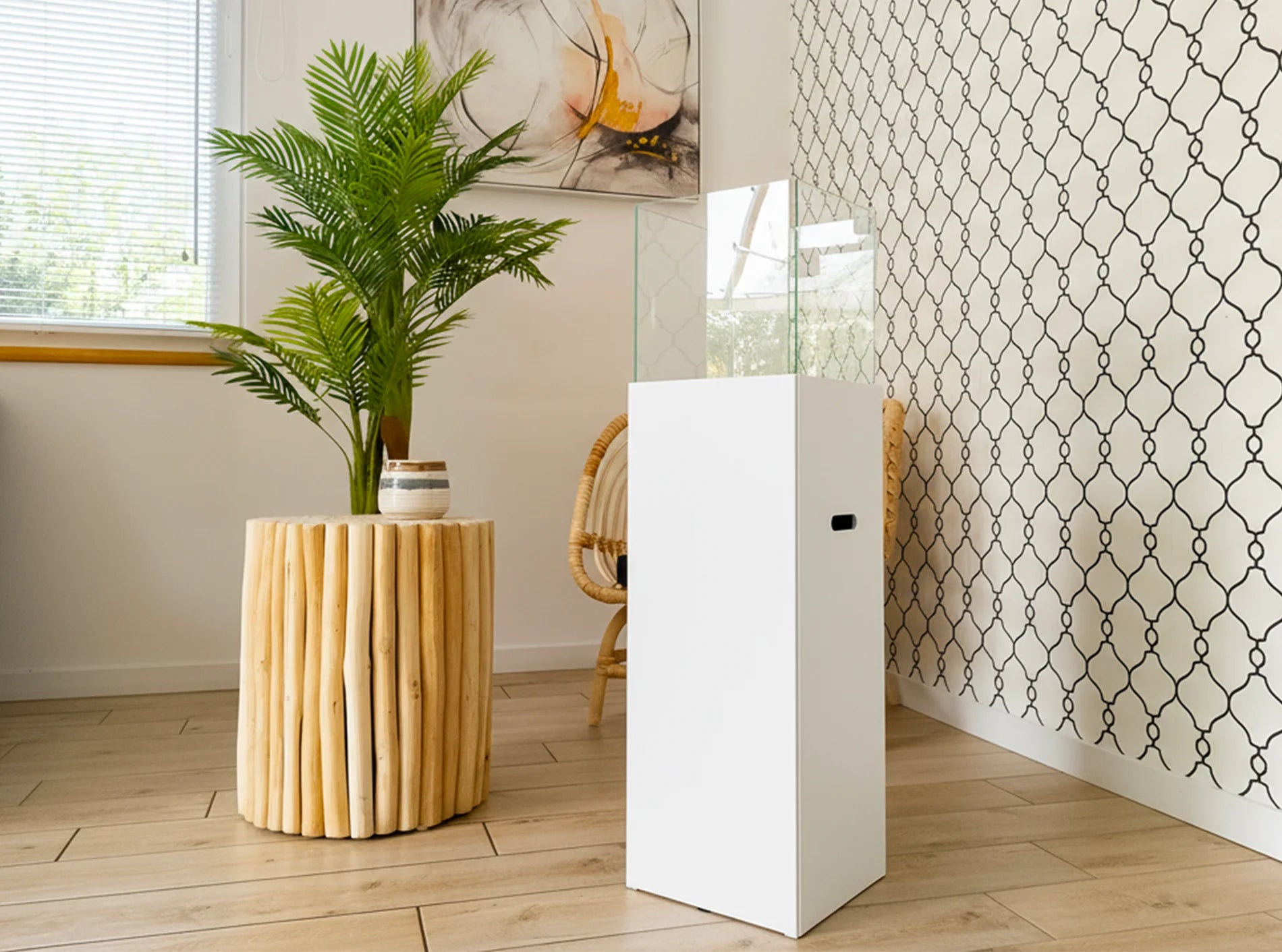 Biokamin Stand PATIO Weiß Matt - IgnisLumina.ch