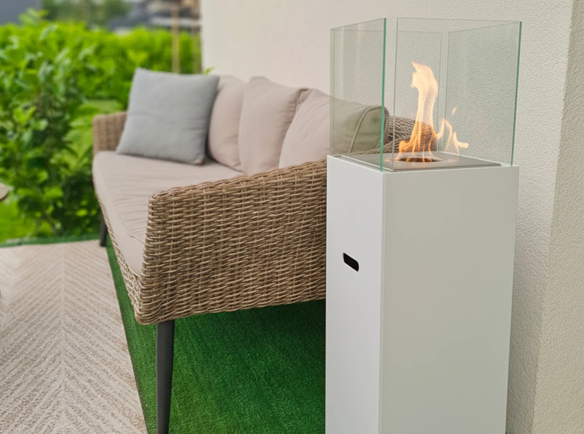 Biokamin Stand PATIO Weiß Matt - IgnisLumina.ch