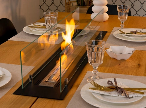 Einbau-Biokamin Einsatz 100 cm Schwarz Matt mit Glas - IgnisLumina.ch