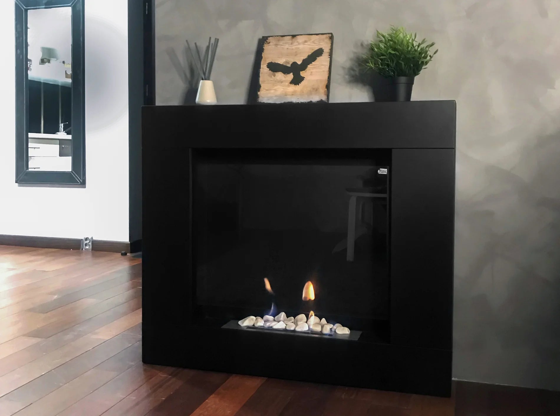 Biokamin Portal Asne Schwarz Matt - IgnisLumina.ch