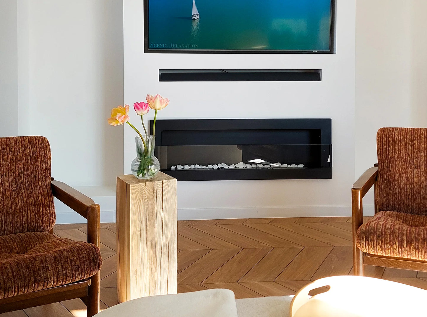 Biokamin 1200X400 Schwarz Strukturiert mit Glas - IgnisLumina.ch