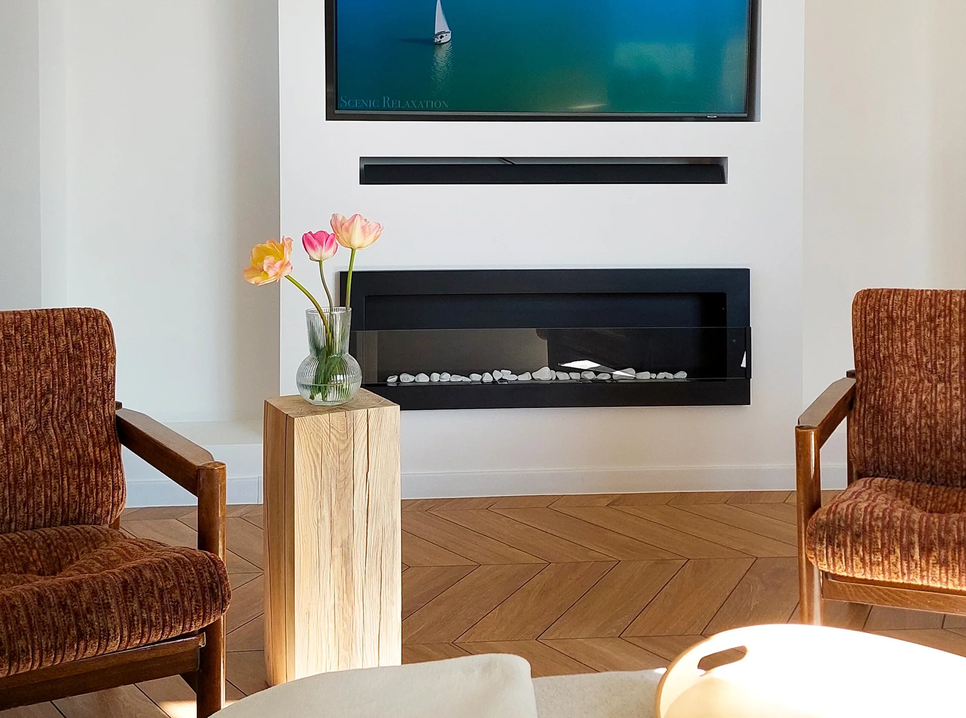 Biokamin 1200X400 Schwarz Strukturiert mit Glas - IgnisLumina.ch