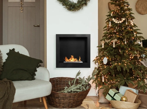 Wand-Biokamin 400x400 Schwarz Strukturiert Matt - IgnisLumina.ch