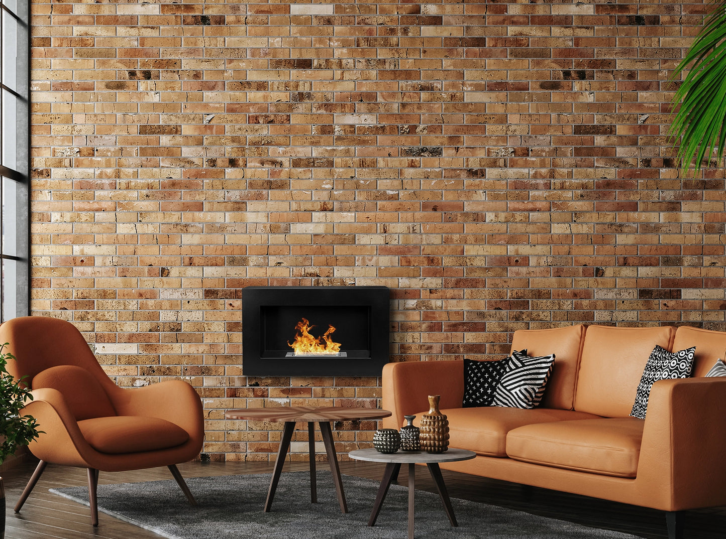 Wand-Biokamin 650x400 Box Schwarz Strukturiert Matt - IgnisLumina.ch