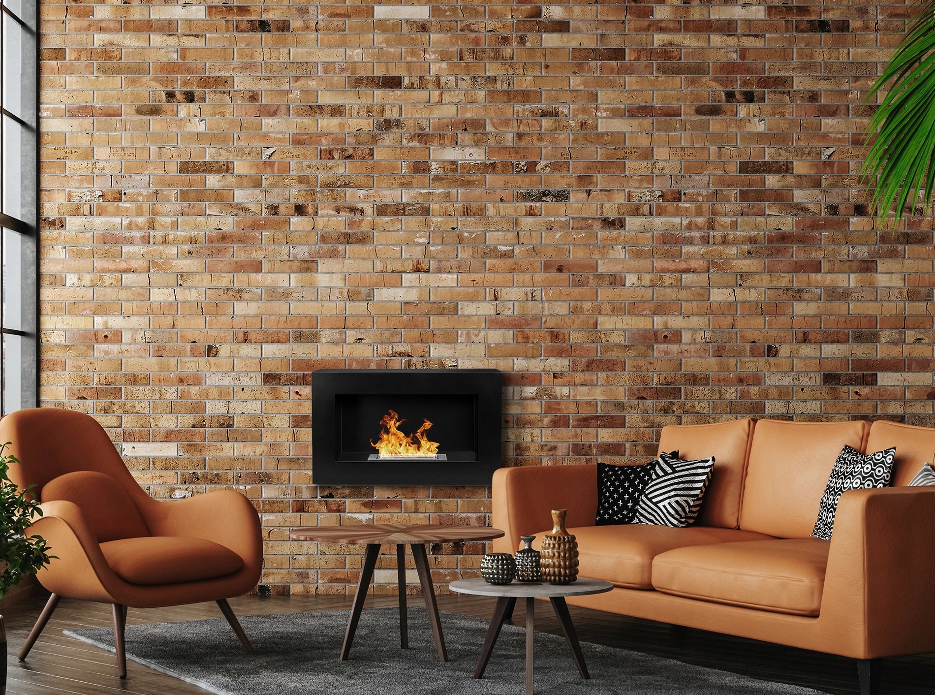 Wand-Biokamin 650x400 Box Schwarz Strukturiert Matt - IgnisLumina.ch