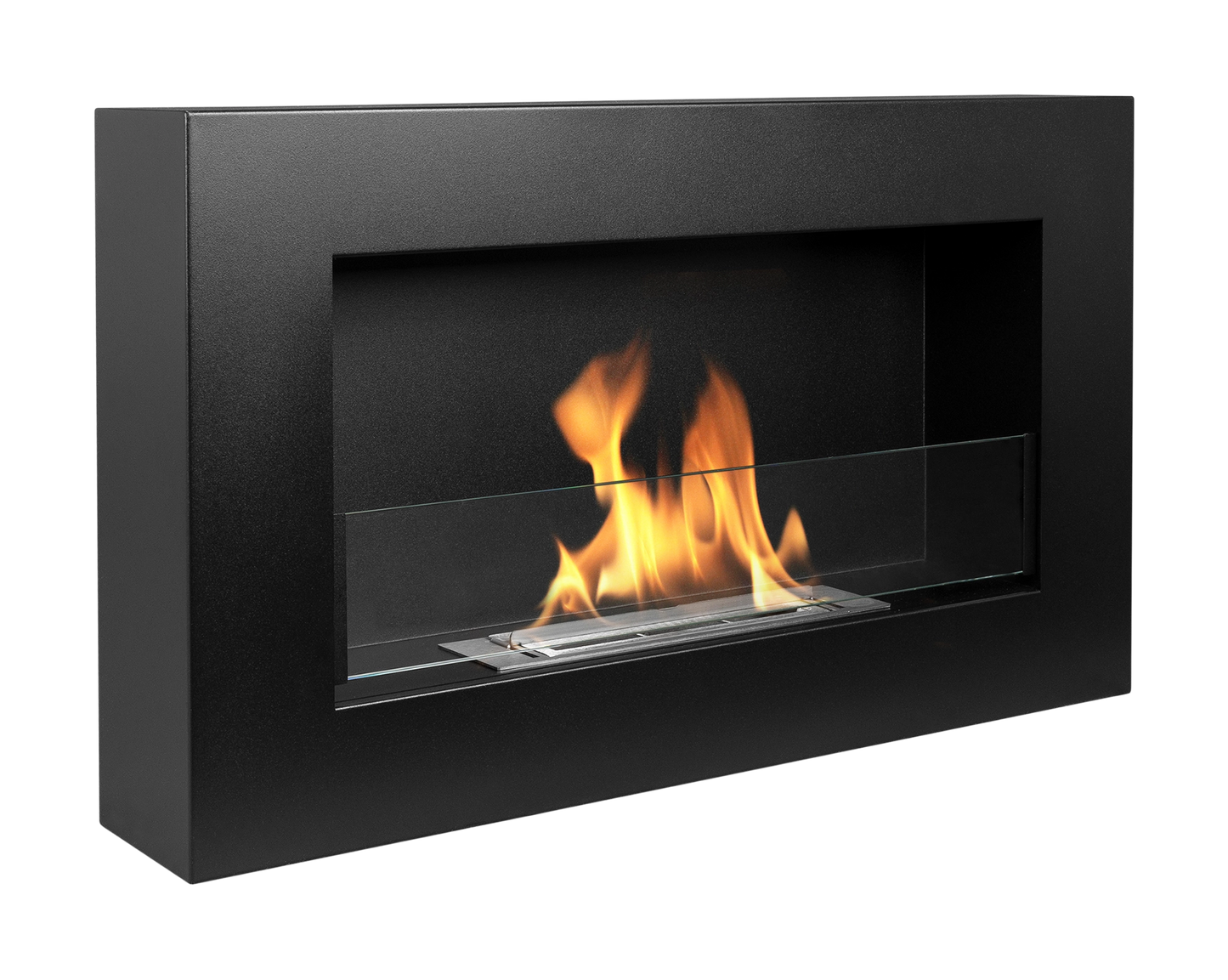 Biokamin BOX 650x400 Schwarz mit Glas - IgnisLumina.ch