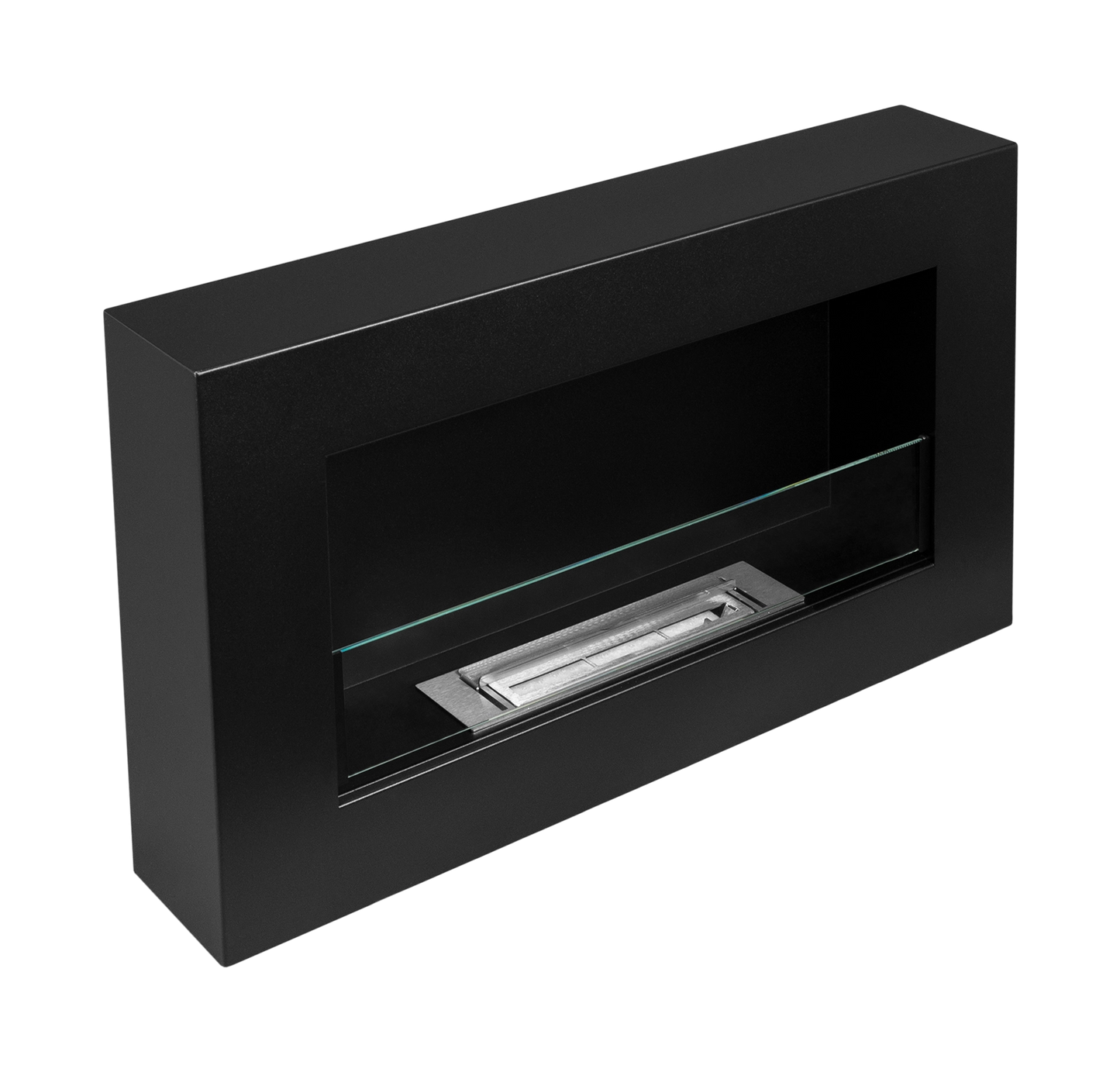 Biokamin BOX 650x400 Schwarz mit Glas - IgnisLumina.ch