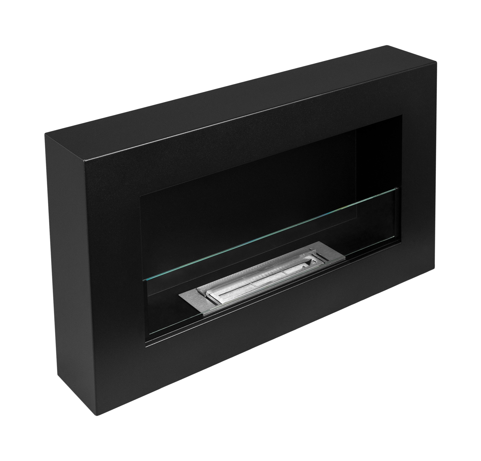 Biokamin BOX 650x400 Schwarz mit Glas - IgnisLumina.ch