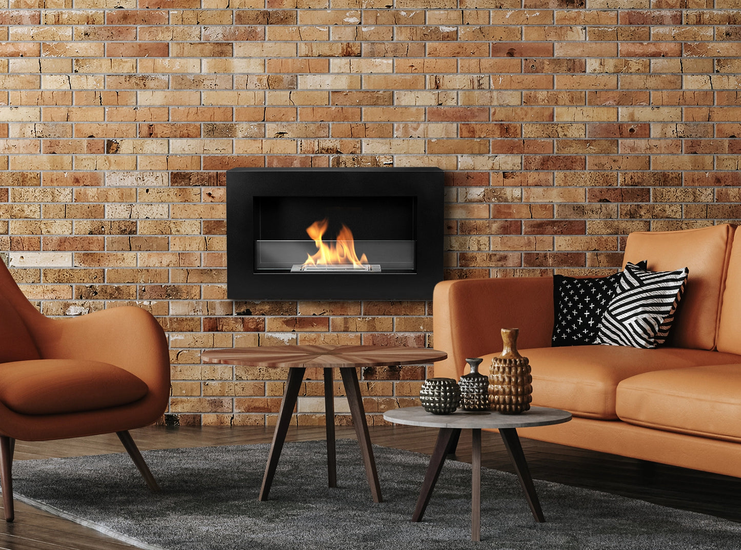 Biokamin BOX 650x400 Schwarz mit Glas - IgnisLumina.ch