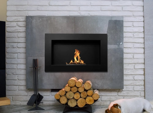 Wand-Biokamin 650x400 Schwarz Strukturiert Matt - IgnisLumina.ch