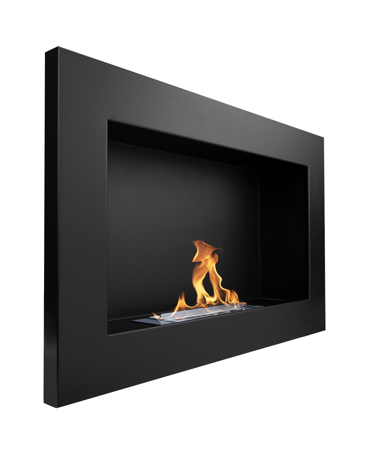 Wand-Biokamin 650x400 Schwarz Strukturiert Matt - IgnisLumina.ch