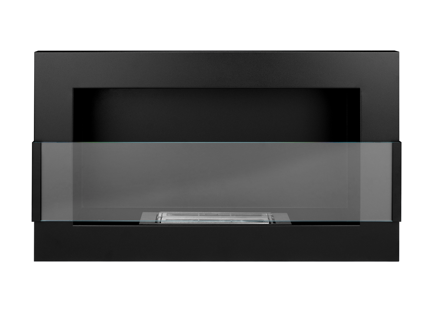 Biokamin 650x400 mit Glas Schwarz Strukturiert - IgnisLumina.ch