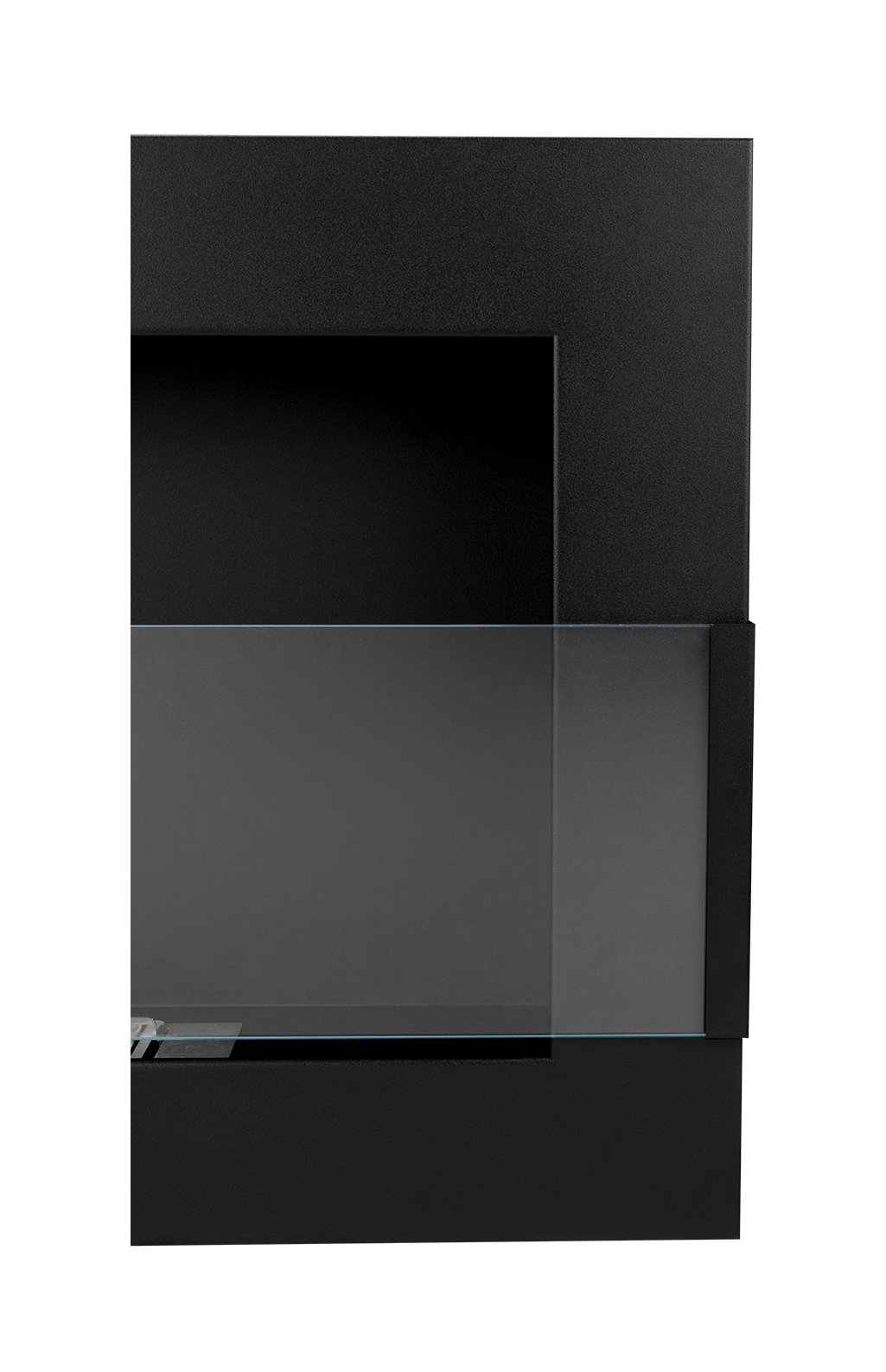 Biokamin 650x400 mit Glas Schwarz Strukturiert - IgnisLumina.ch