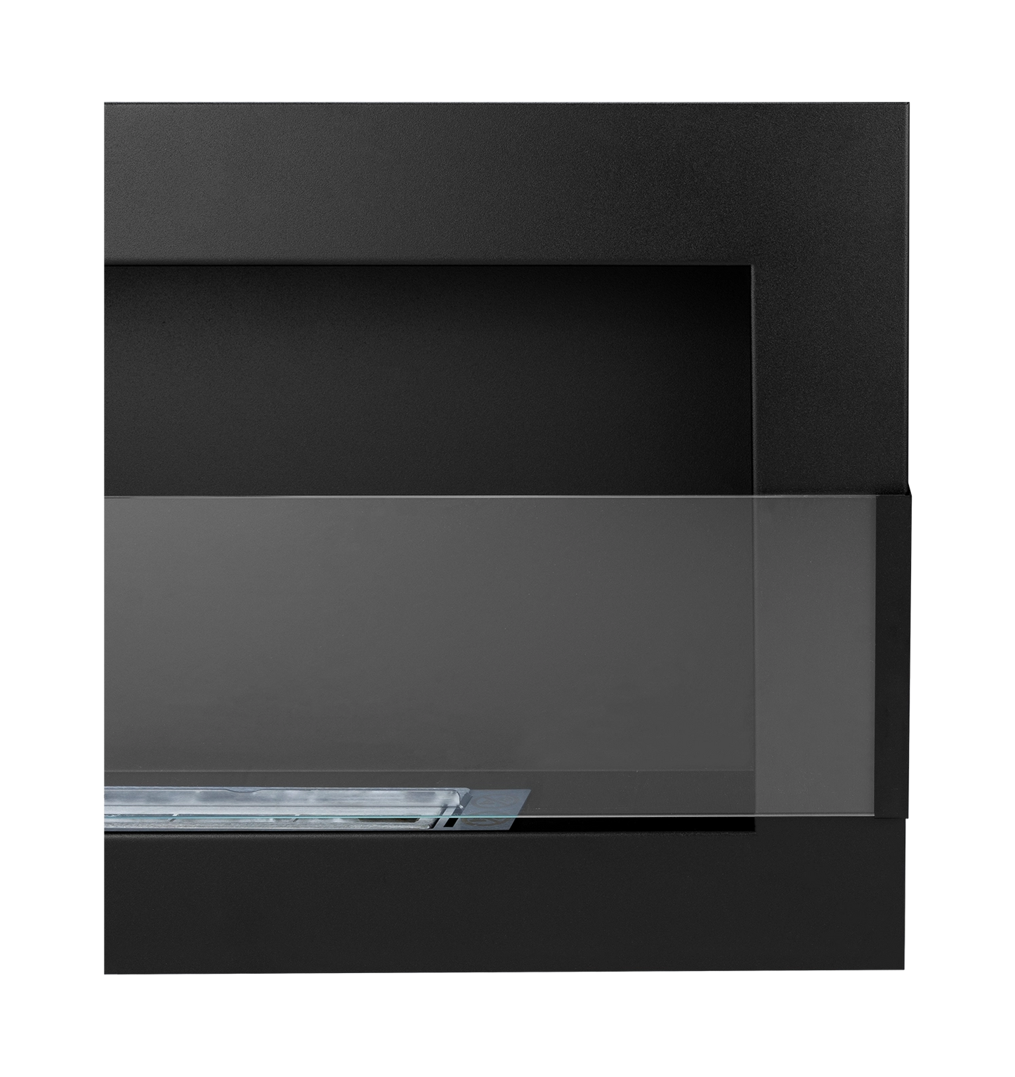 Biokamin 650x400 mit Glas Schwarz Strukturiert - IgnisLumina.ch