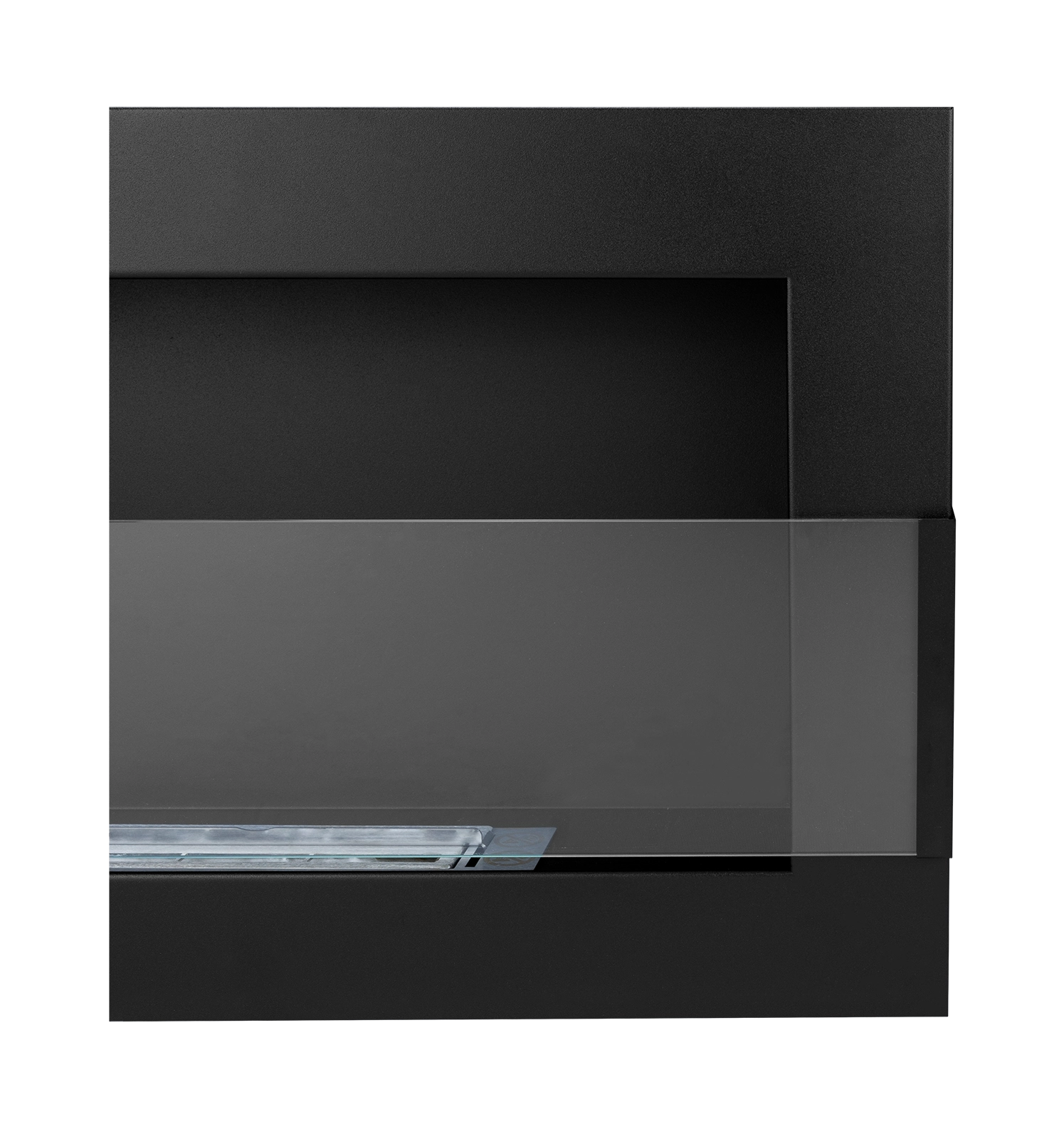 Biokamin 650x400 mit Glas Schwarz Strukturiert - IgnisLumina.ch