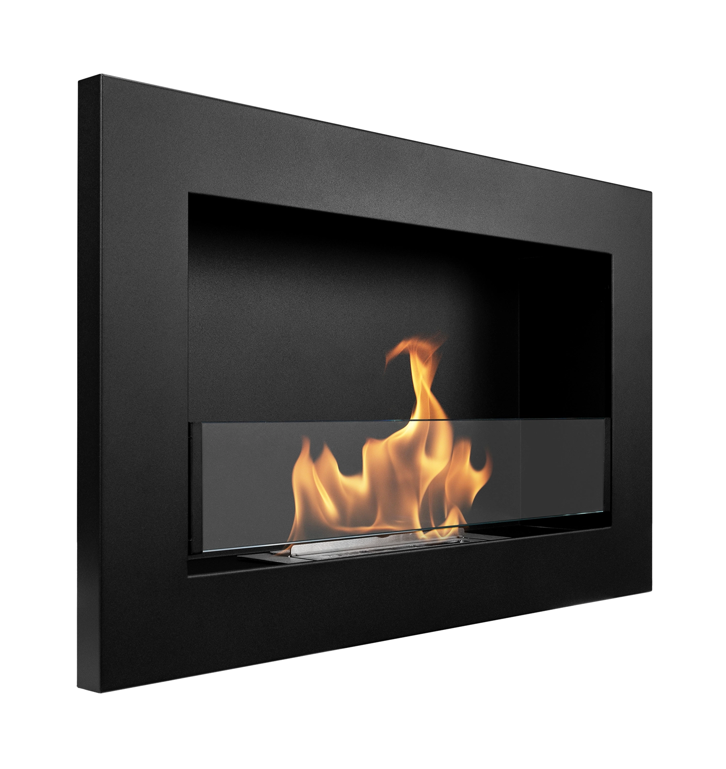 Biokamin 650x400 Slim Schwarz mit Glas - IgnisLumina.ch