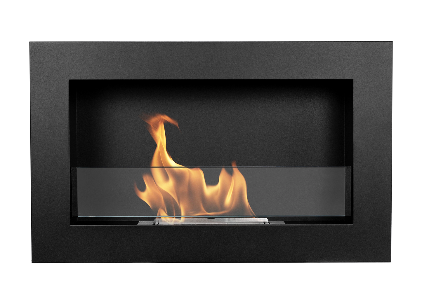 Biokamin 650x400 Slim Schwarz mit Glas - IgnisLumina.ch