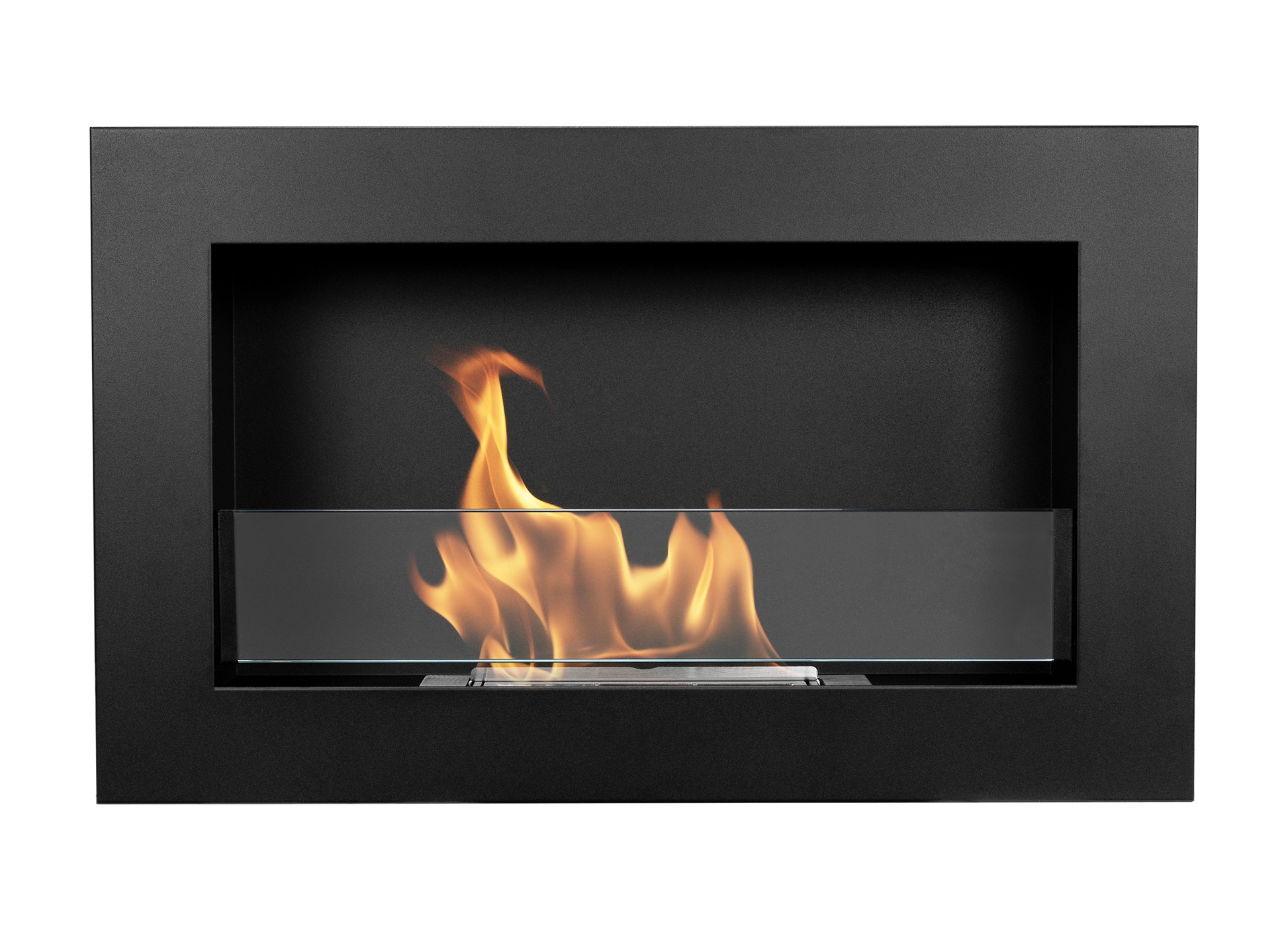 Biokamin 650x400 Slim Schwarz mit Glas - IgnisLumina.ch