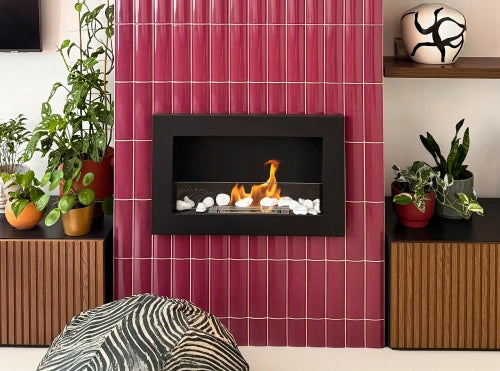 Biokamin 650x400 Slim Schwarz mit Glas - IgnisLumina.ch