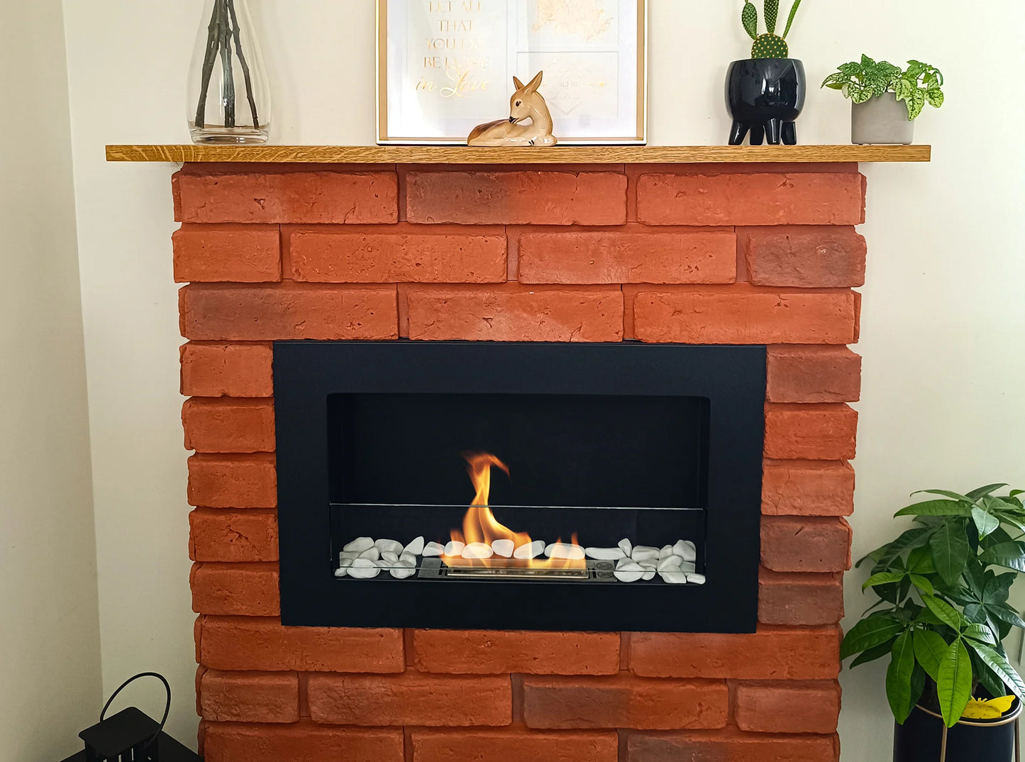 Biokamin 650x400 Slim Schwarz mit Glas - IgnisLumina.ch