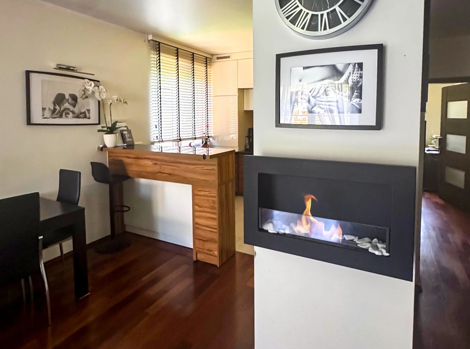 Biokamin 650x400 Slim Schwarz mit Glas - IgnisLumina.ch