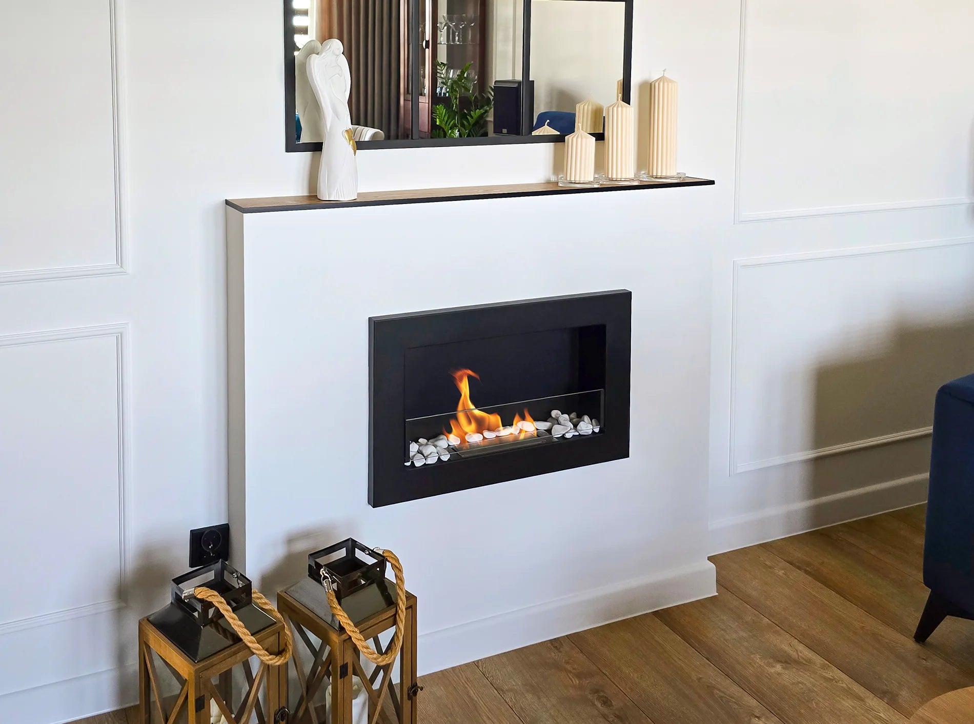 Biokamin 650x400 Slim Schwarz mit Glas - IgnisLumina.ch