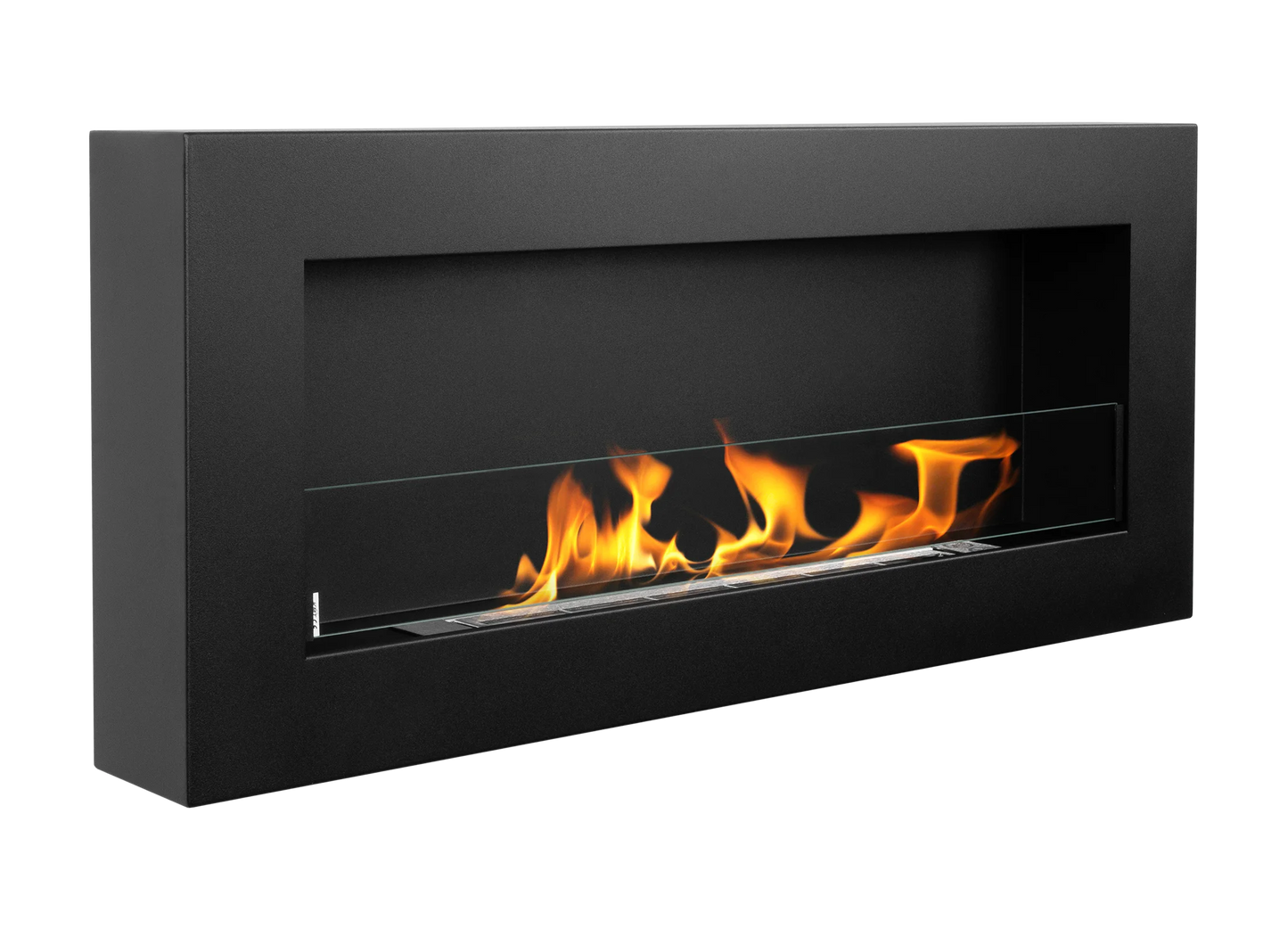 Biokamin Box 900x400 Schwarz mit Glas - IgnisLumina.ch