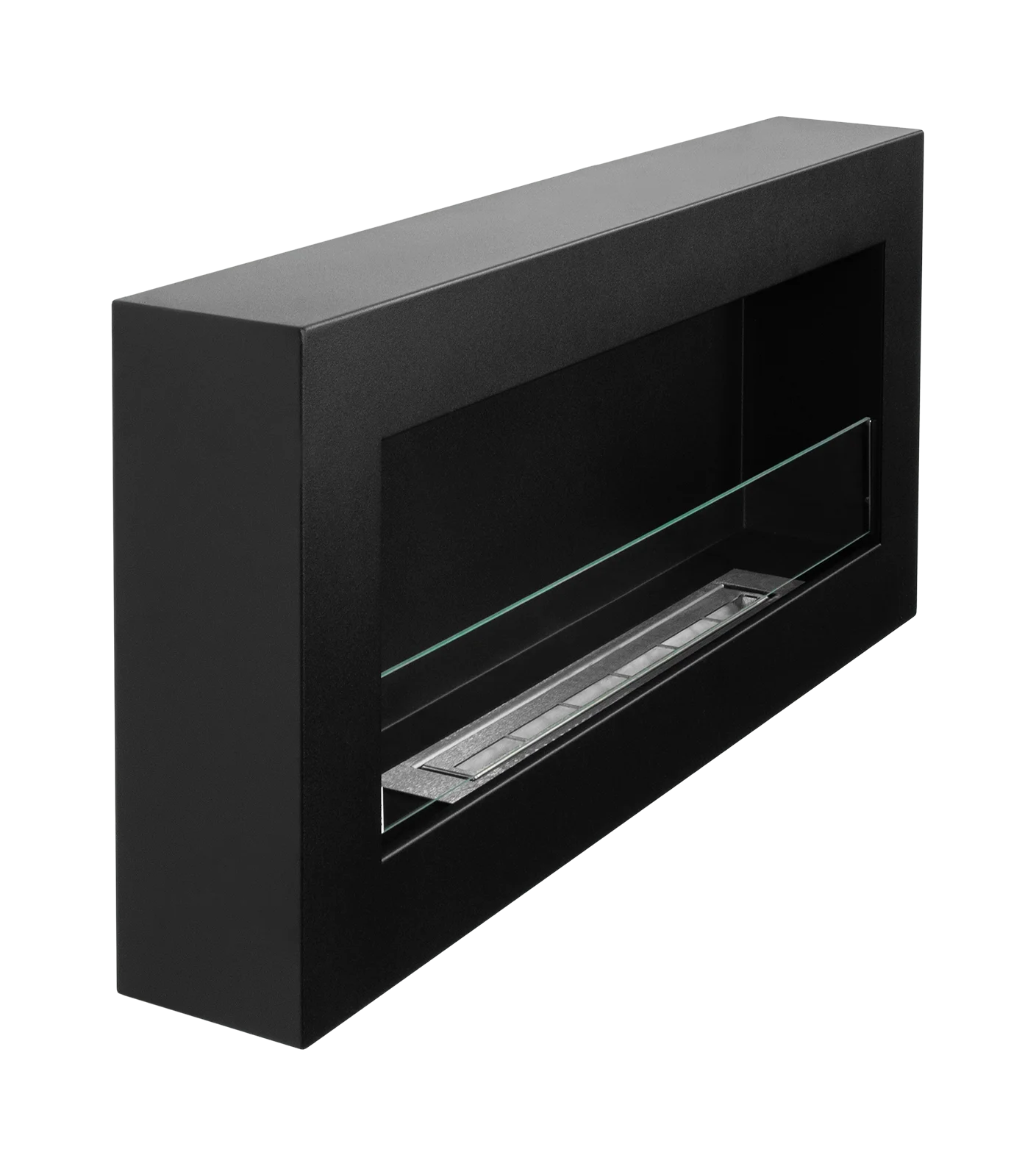 Biokamin Box 900x400 Schwarz mit Glas - IgnisLumina.ch