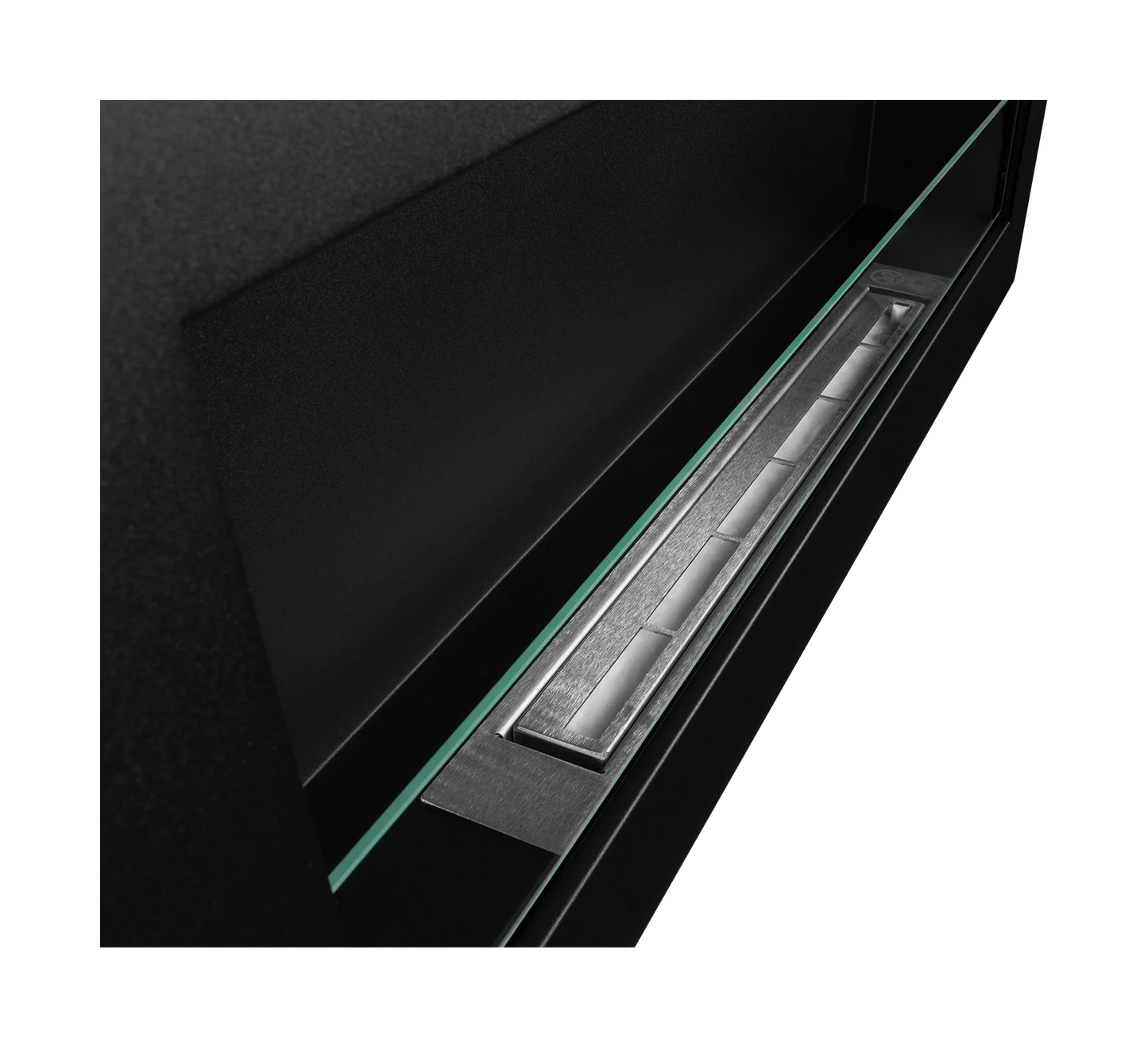 Biokamin Box 900x400 Schwarz mit Glas - IgnisLumina.ch