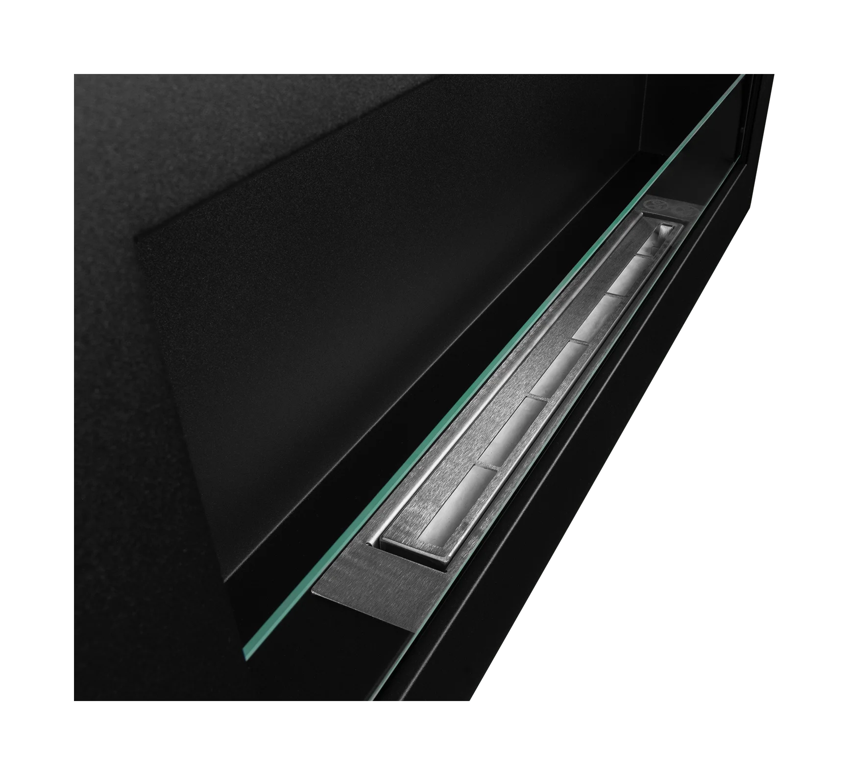 Biokamin Box 900x400 Schwarz mit Glas - IgnisLumina.ch