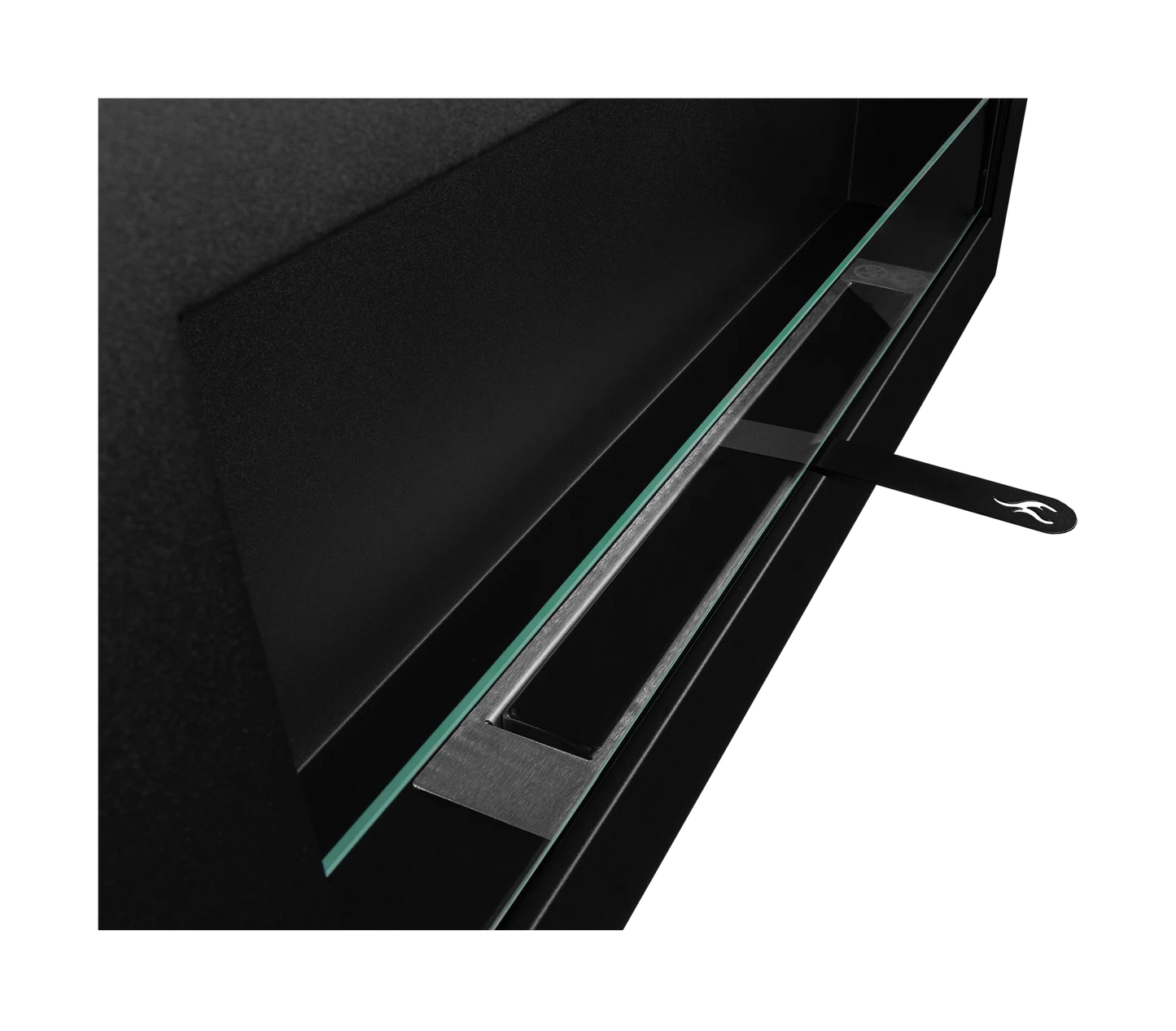 Biokamin Box 900x400 Schwarz mit Glas - IgnisLumina.ch